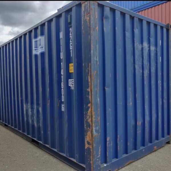 Gebrauchter 20-Fuß-Container, enzianblau